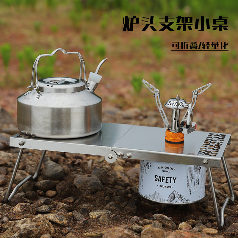 Mesa dobrável de aço inoxidável para acampamento, churrasco, multifuncional, mesa de chá ao ar livre, piquenique, tanque