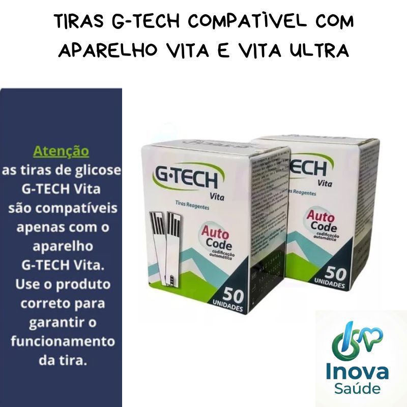 Tiras Reagentes G-TECH Vita e Vita Ultra c/ 50 Unidades