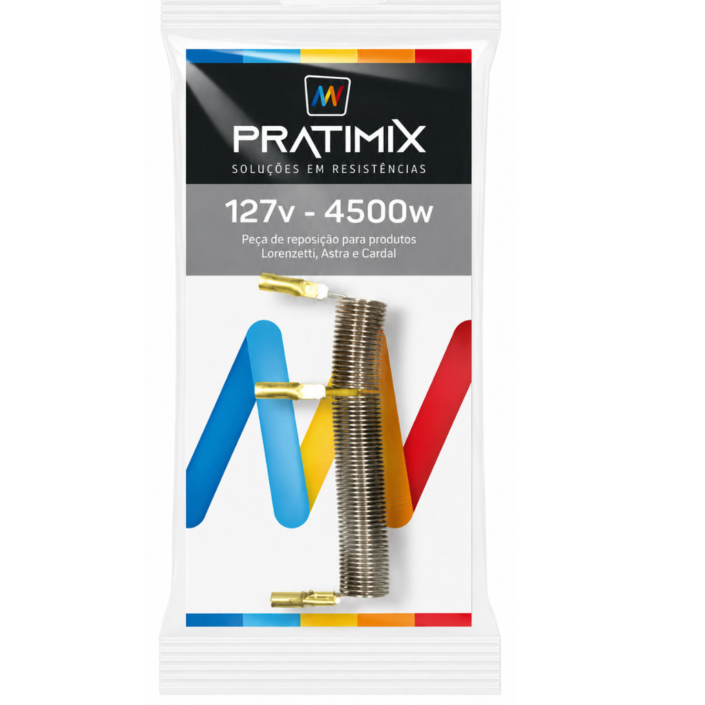 Resistência 127v 4500w Compatível com Chuveiros Max Ducha Lorenzetti, Astra Ducha e Cardal Suprema Tipo L Pratimix 3T