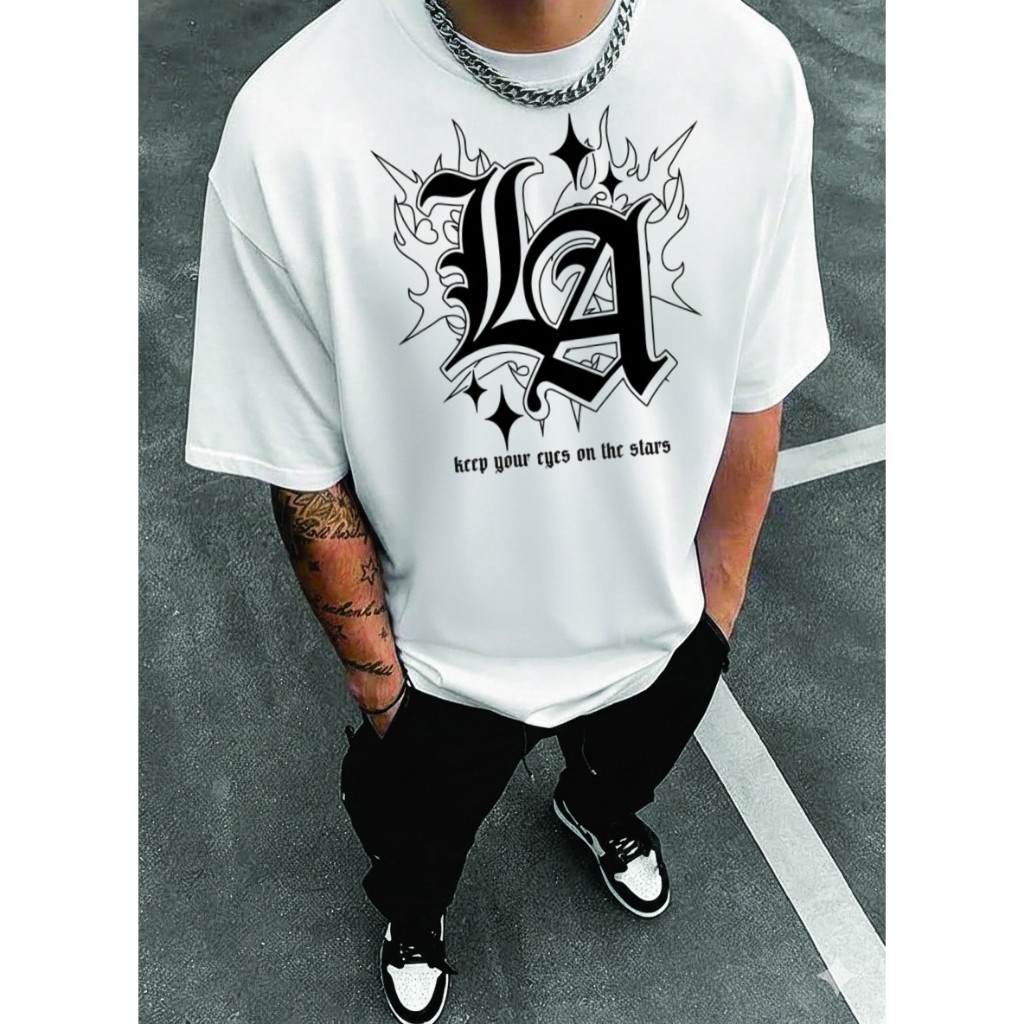 Camiseta Masculina 100% algodão Streetwear Casual Camisa Masculina Estilosa Confortável