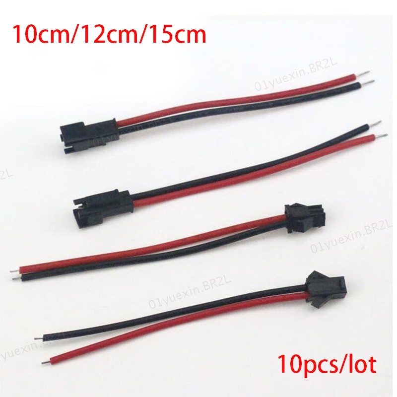 10 Peças/5 Pares 10cm 15cm JST SM 2 Pinos Plug Macho Para Fêmea Fio Conector Cabo Trança Tiras De LED Luzes 12cm BR2L