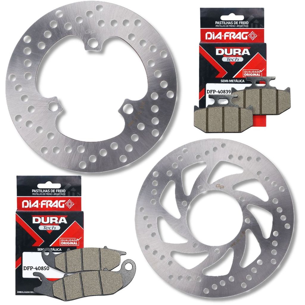Discos de Freio Lander 250 2016-2026 / Crosser 150 Abs 2019-2026 + Pastilhas Dia