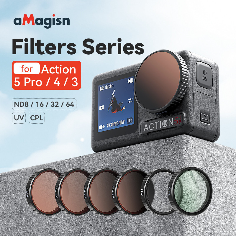 Kit De Filtro De Lente De Câmera CPL ND8 ND16 ND32 ND64 Conjunto Estrutura De Liga De Alumínio Para DJI OSMO Action 3/4/