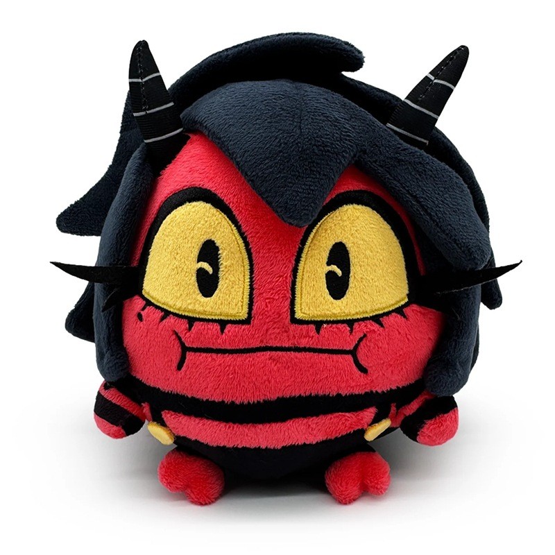 Novos produtos do Hazbin Hotel: brinquedo de pelúcia do chefe malvado, brinquedo de pelúcia do palhaço do Hell Inn.