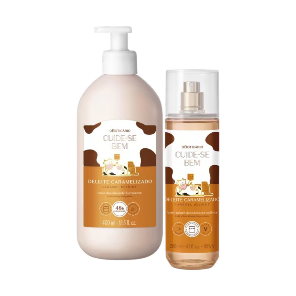 Lançamento em promoção Deleite Caramelizado Cuide-se Bem  Body Splash 200ml + Loção Corporal 400ml