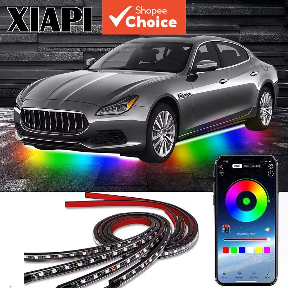 Flexível RGB LED Carro Underglow Strip Light APP Controle Neon Atmosfera Interior Decoração Exterior