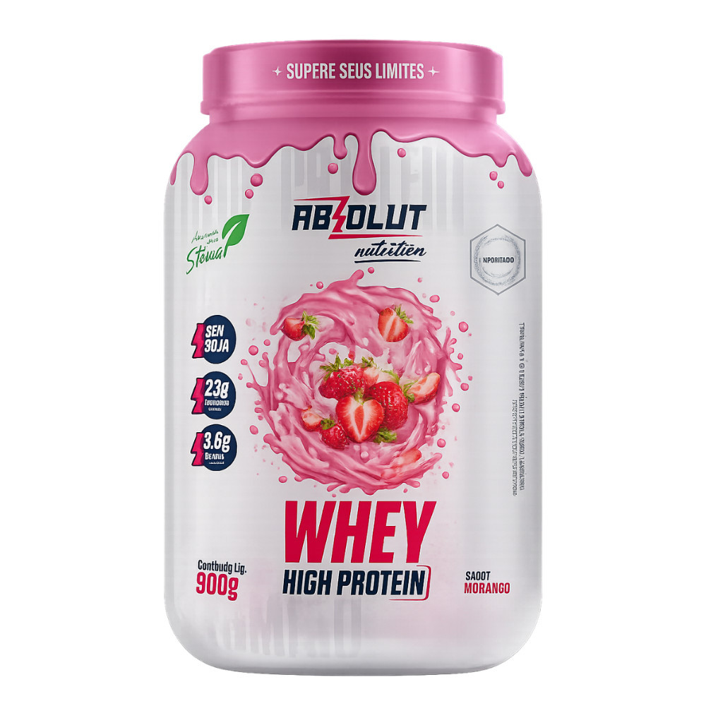 Whey High Protein Morango 900g  Pote – Absolut Nutrition