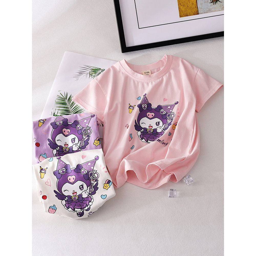 100% algodão meninas camiseta de manga curta verão 2026 novo estilo bebê impressão dos desenhos animados crianças bonito
