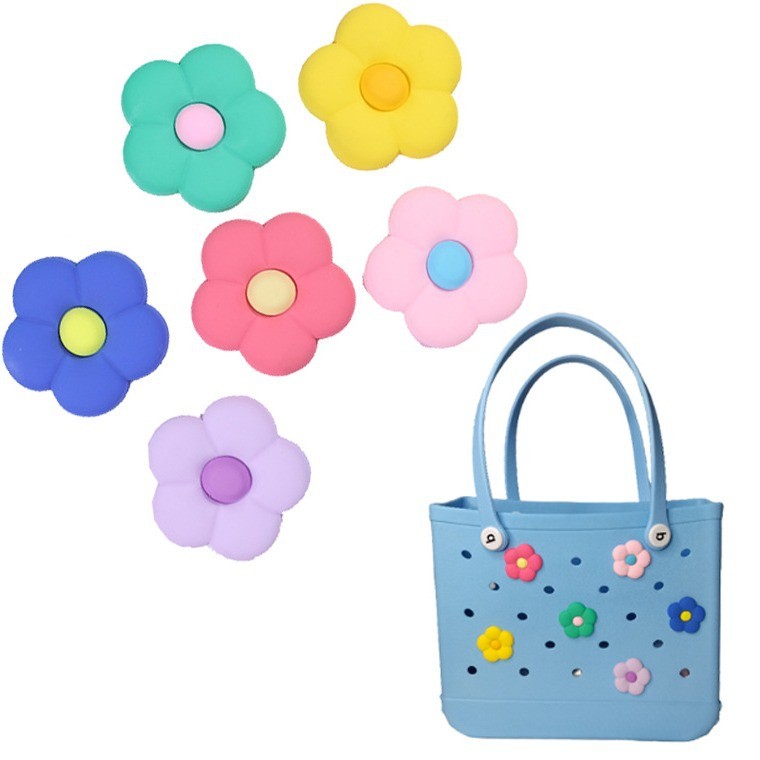 6 Sacos De Praia Dos Pces Encantos Da Flor , Decoração Acessórios Para O Saco Das Sacolas De Borracha , Do Croc Verão