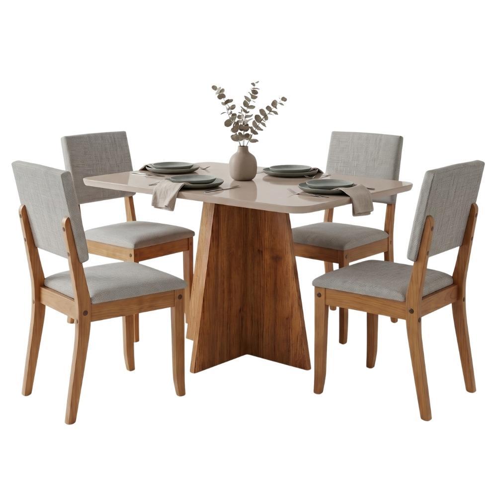 Conjunto Sala de Jantar Mesa 1,20m Moove 4 Cadeiras Linda