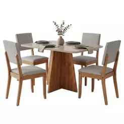 Conjunto Sala de Jantar Mesa 1,20m Moove 4 Cadeiras Linda