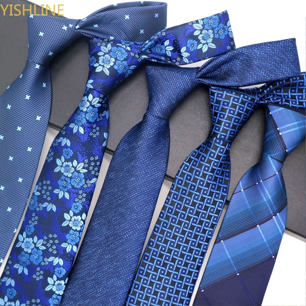 Gravata Masculina 8CM Azul Floral Ponto Clássico Gravatas Para Homens Formal Negócios Festa De Casamento Do Noivo