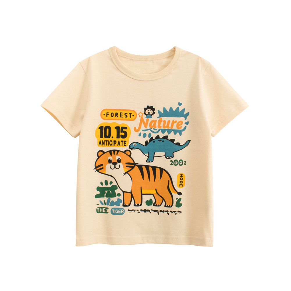 27 crianças roupas infantis de algodão puro versão coreana 2026 verão novo estilo menino camiseta de manga curta dos des
