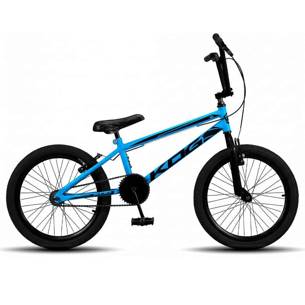 Bicicleta BMX Aro 20 Infantil KOG Freestyle Para Meninos - Azul com Preto Pneus Preto