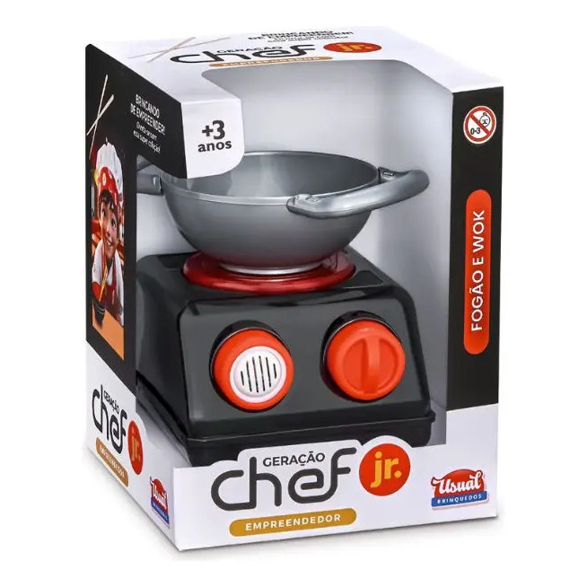 Fogão Wok Infantil Geração Chef Jr Usual Luz Brinquedo Cozinha Divertido Educativo Criança