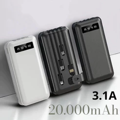 Carregador Power Bank Portátil de celular 20000mah Universal Saida 4 Cabos Cherrygo