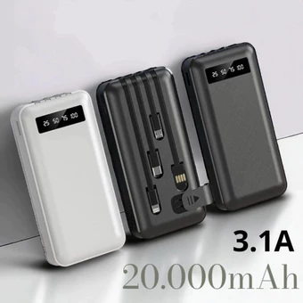 Carregador Power Bank Portátil de celular 20000mah Universal Saida 4 Cabos Cherrygo
