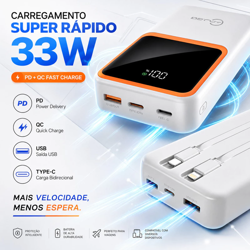 Carregador Portátil de Bateria Externa 20000mAh com Turbo de 33W — foto 4