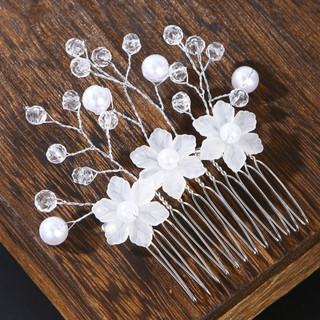 Pente de Cabelo de Casamento Para Noiva Com Pérolas Sintéticas e Strass - Acessório de Cristal Para Dama de Honra