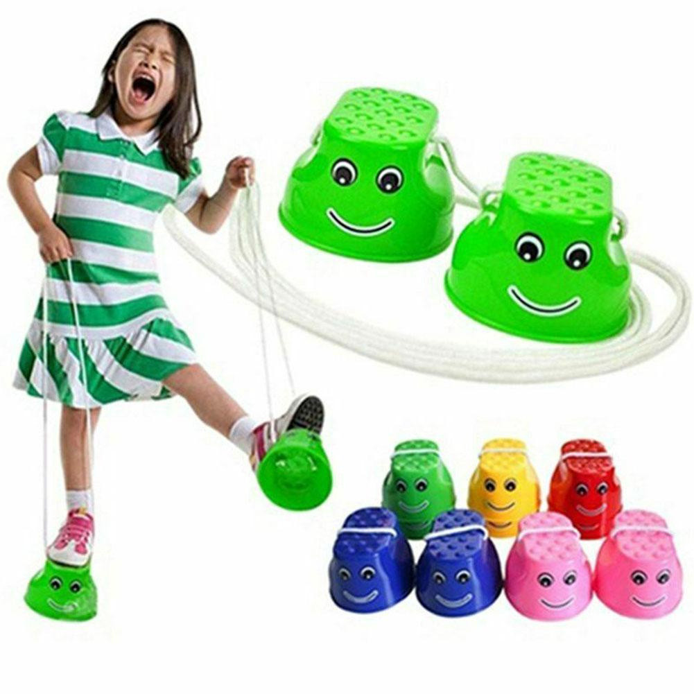 Equipamento de treinamento de equilíbrio em plástico, brinquedo infantil para caminhada ao ar livre, banco de pular.