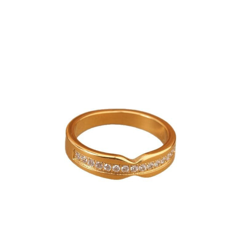 Anel de diamante de fileira pequena casal anel simples anel de casal simples moda única na moda All-Match anel presente