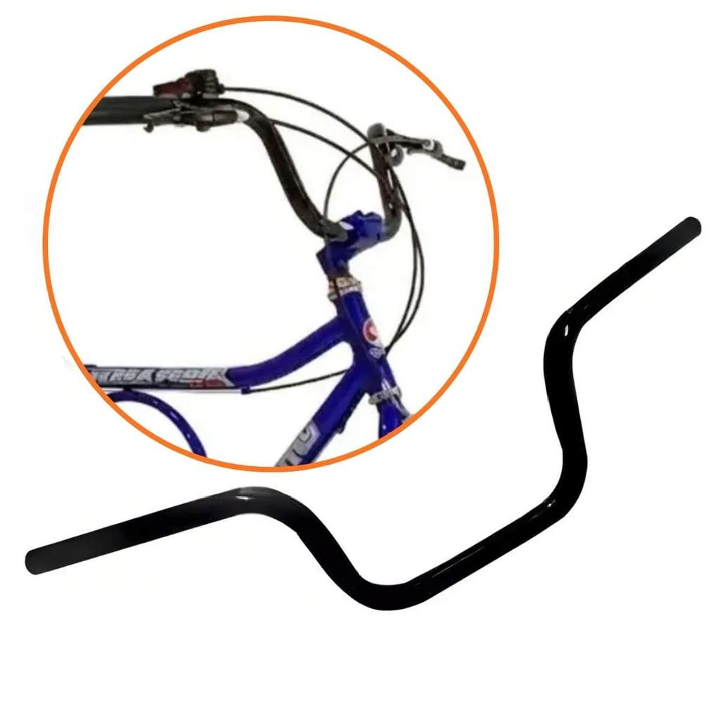 Guidão Para Bicicleta Tipo Moto Cg Titan Bike Alto Retrô Cor Preto Montadinha Bike Aro 20, 24, 26 sem expandir