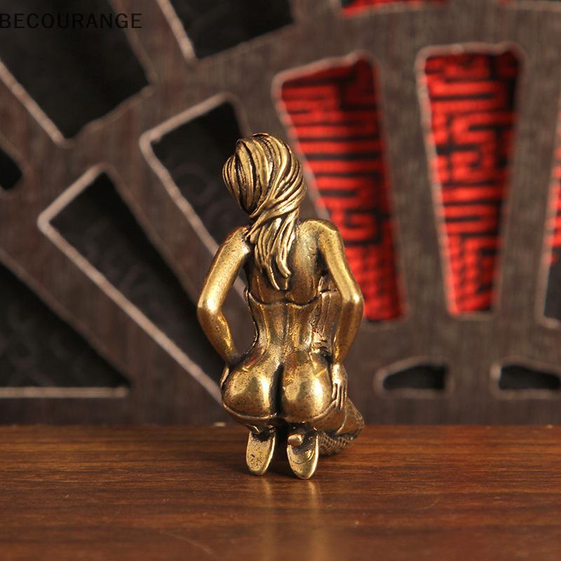 BEC Ajoelhado Nu Senhora Estátua Estatuetas Femininas Ornamento De Bronze Para Casa Estante Decoração Do Quarto NG