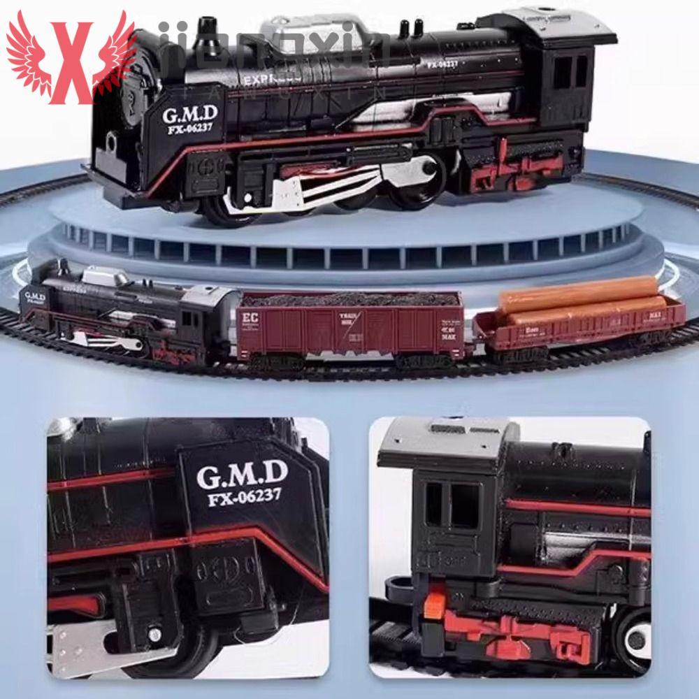 Brinquedo De Trem De Frete Ferroviário JIANGXIN , Combinações De Conjunto De Locomotiva Trilhos Natal Elétrico