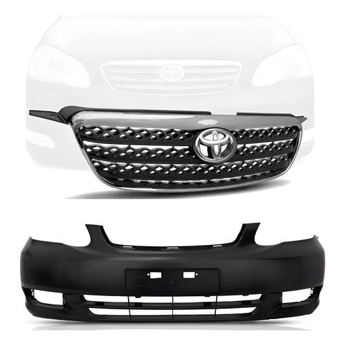Kit Parachoque Dianteiro Corolla 2003 2004 Com Grade  Preto Liso P/ Pintura