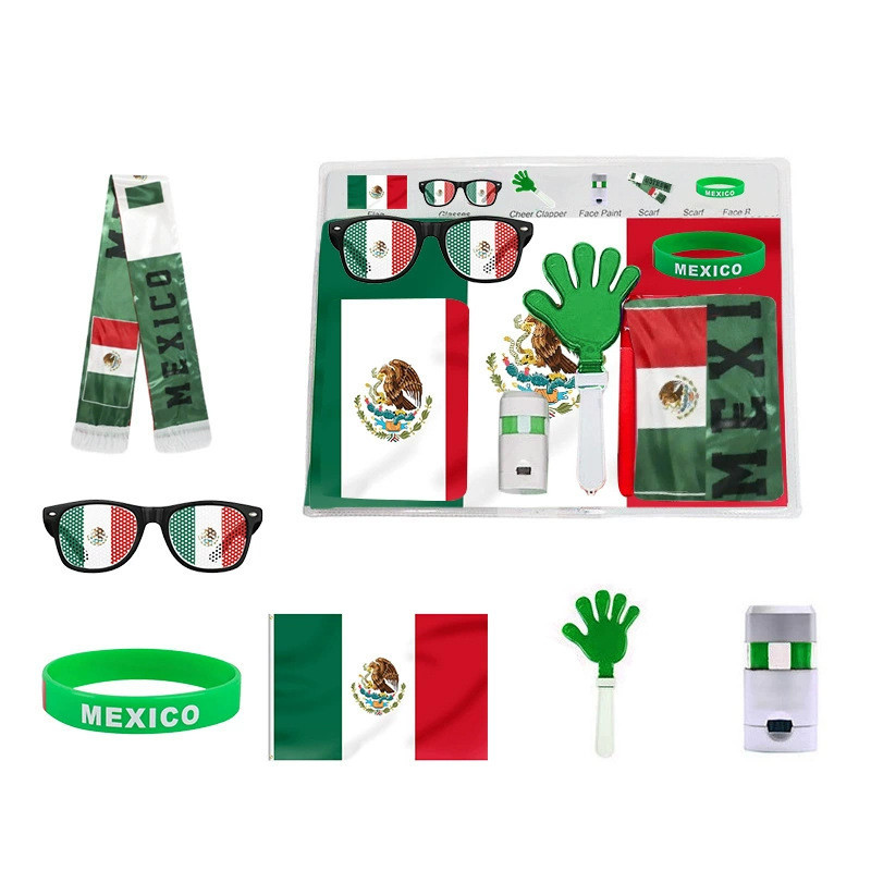 Eua Canadá México Copa De Futebol Fã Terno Brasil Cachecol De Poliéster Pulseira Palmas Mãos Cor Do Rosto Óculos Lenço B