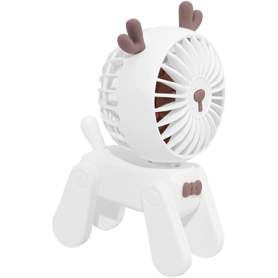 Mini Ventilador Decorativo de Mesa, Bonito Veado de Estimação, Ventilador Elétrico Pequeno Recarregável USB, Ventilador 