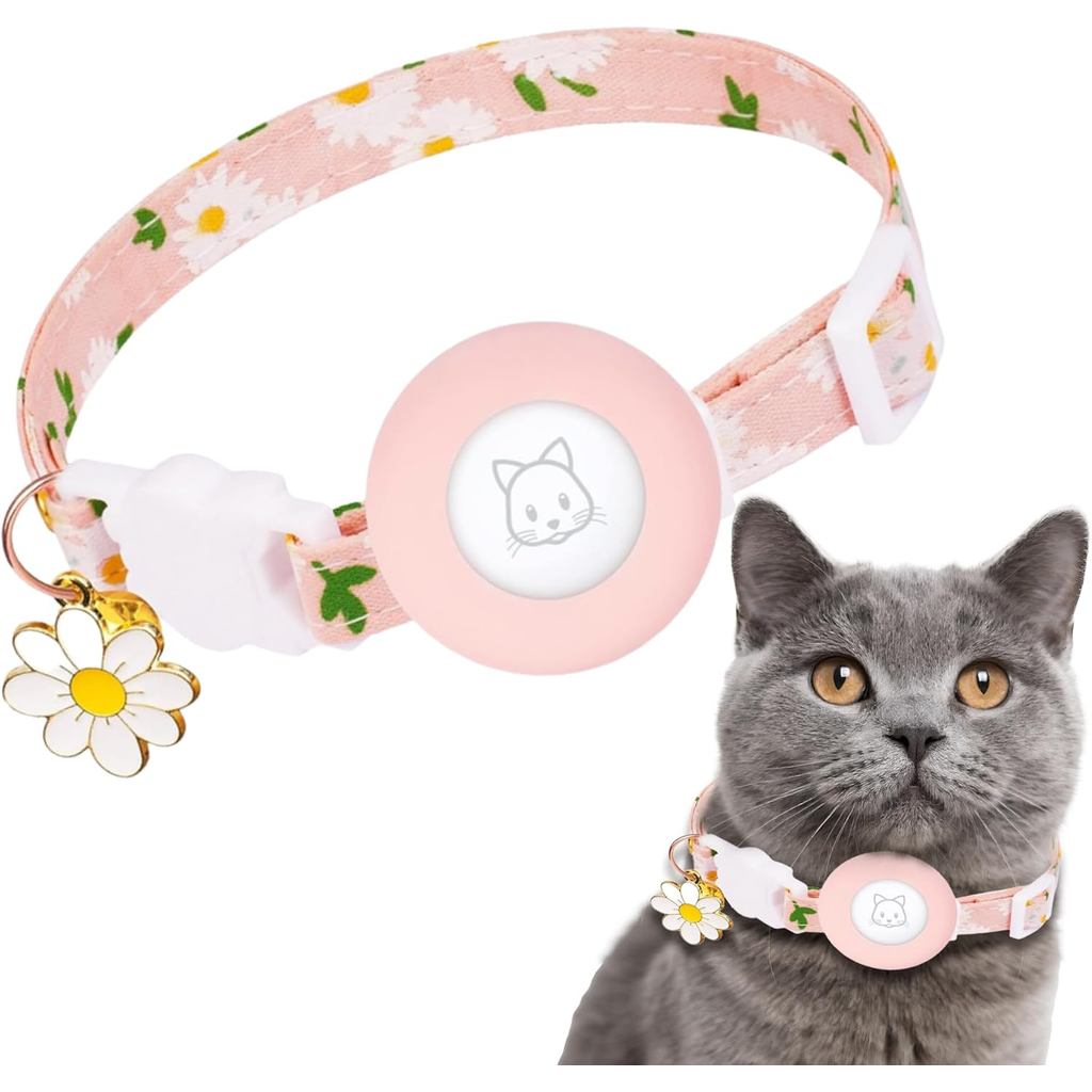 Coleira para Gato AIITLE Airtag - Fivela de Segurança Removível, Coleira Ajustáv