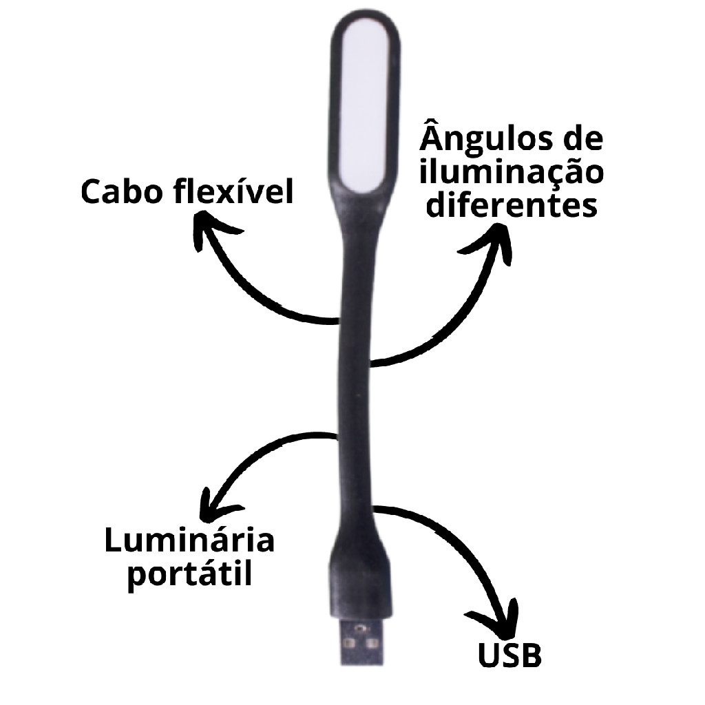 Kit 3 Und Lampada 360 Graus Led Usb Branca Notebook Computador Luminaria Noturna Flexivel Portatil