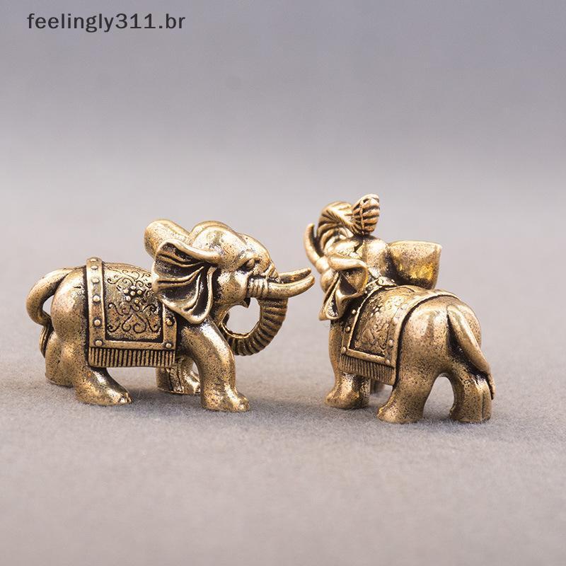 Estátua De Elefante De Bronze Antigo FEELI , Mini Ornamento De Bênção De Latão Para Boa Sorte