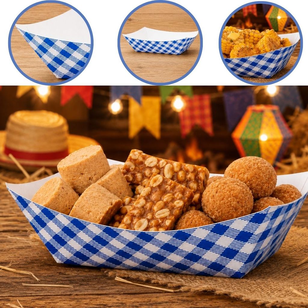 10~60 BANDEJA DE PAPEL XADREZ AZUL 14,5CM (FESTA JUNINA 2026) CHOCO