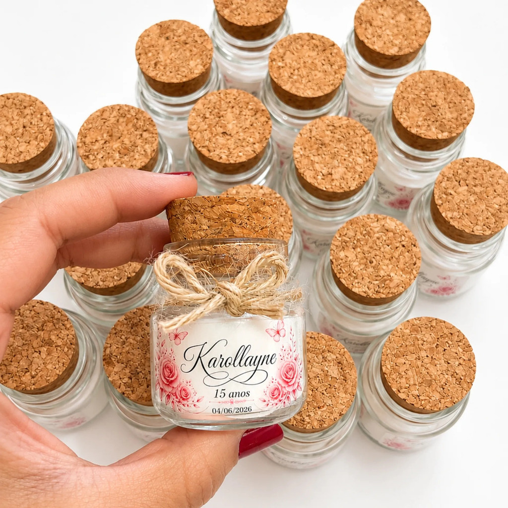 50 Mini Velas Personalizadas - 40gr Lembrancinhas Brinde Casamento Batismo Primeira Comunhão