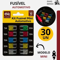 Fusíveis Automotivos Mini Lâmina 10 a 30 Unidades 5A 10A 15A 20A 25A 30A Universal Para Moto Carro
