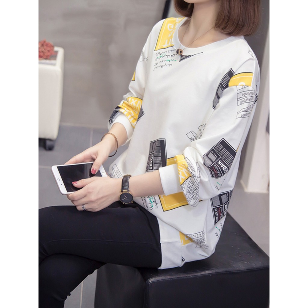 Moletom feminino solto estilo fino 2025 novo estilo primavera feminino algodão puro Plus Size roupas femininas mais magr
