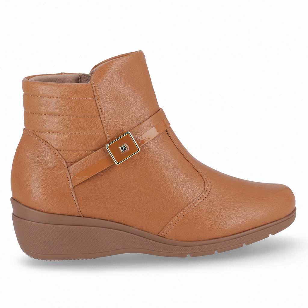 PICCADILLY MAXI - Bota Beth Cano Curto Anabela Médio Mascavo