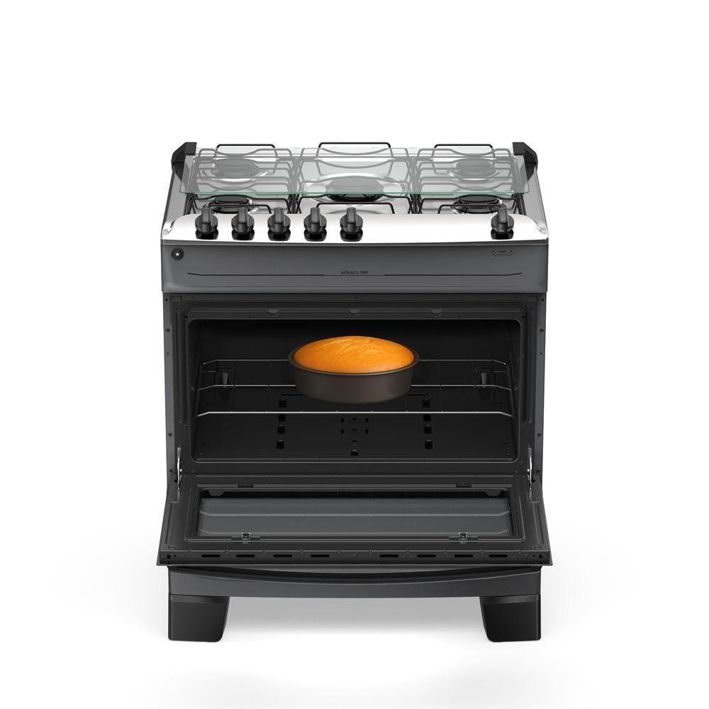 Fogão 5 Bocas Atlas Mônaco Top Com Mesa De Inox Gás Bivolt Titanium — imagem 2 de 2