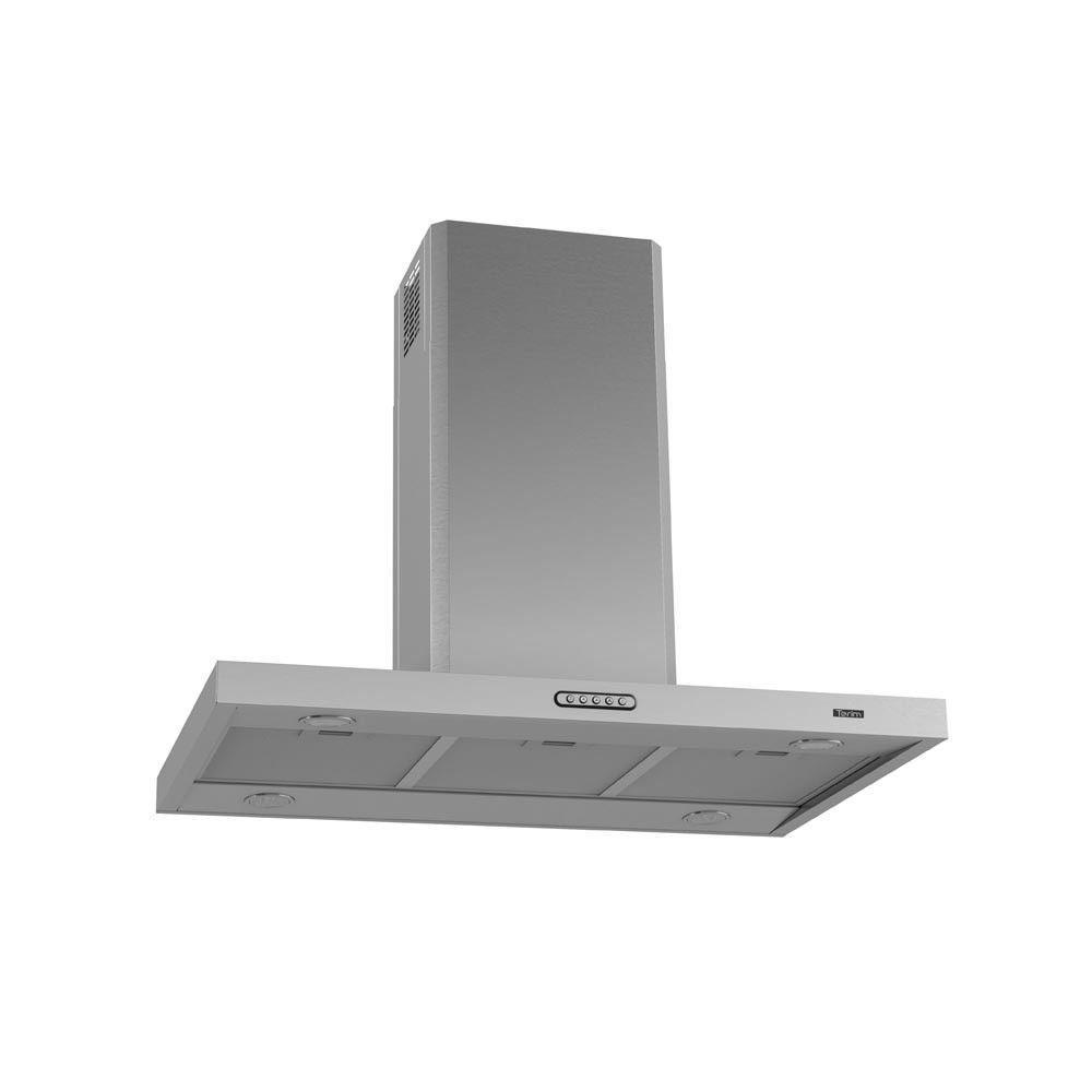 Coifa de Ilha Terim 90cm Retangular Inox com Led Exaustor e Depurador 110V