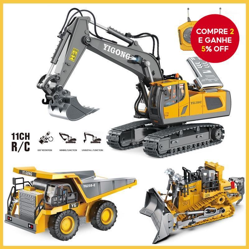 Caminhão De Controle Remoto De Liga De Escavadeira RC 11 Canais 1 : 20 Veículo De Construção Com Luzes E Brinquedo Sonor