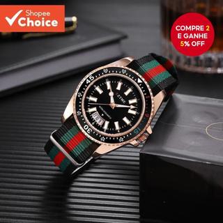 Relógio De Pulso De Quartzo Para Homens Com Calendário Ponteiro Luminoso Pulseira De Nylo…