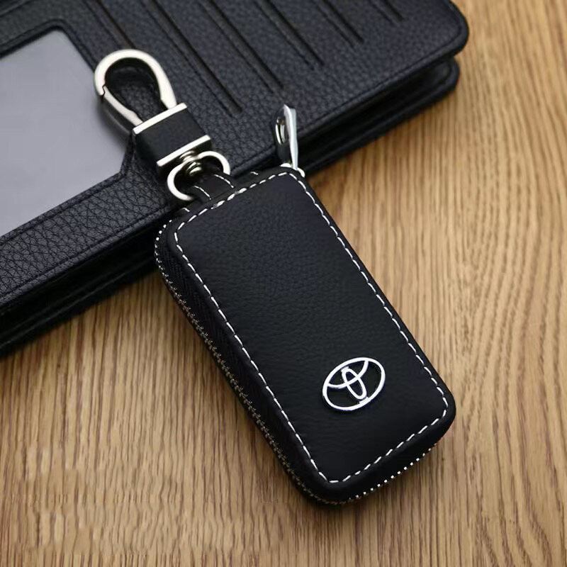 Para Toyota Vios Alphard Prius Fortuner Hilux Innova Altis Avanza, Capa de Chave de Carro em Couro Genuíno com Corrente,