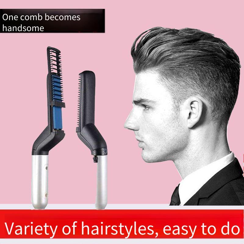 Pente de estilo Premium elétrico masculino multifuncional aquecimento estilo de cabelo liso cabelo curto pente fofo