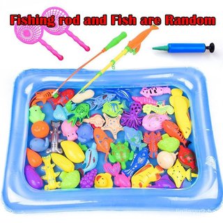 Novo conjunto de 40 peças de brinquedo de pesca magnética com piscina inflável para festas infantis, jogos de pesca para