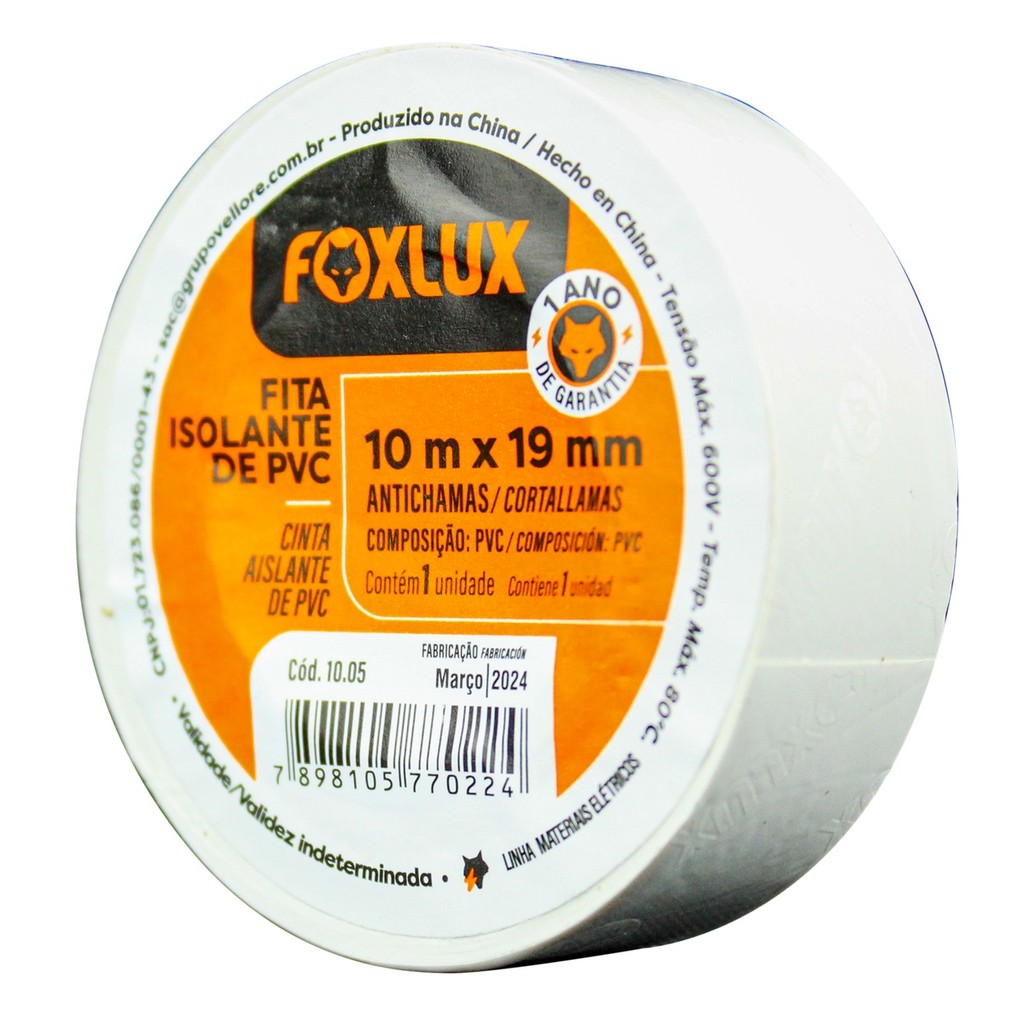 Fita Isolante Foxlux 10M Branca 10Un