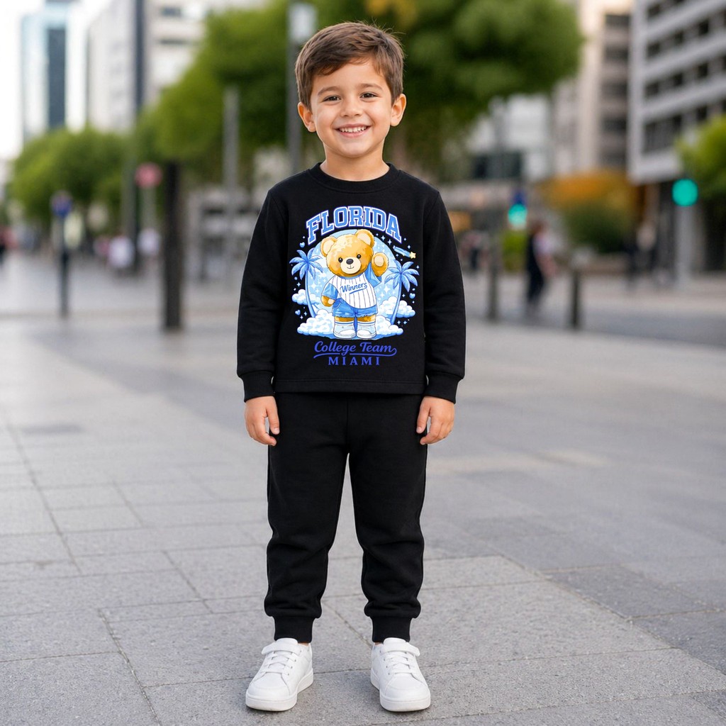 Moletom Infantil Premium Peluciado Estampa Ursinho Florida Conjunto Quentinho e Estiloso