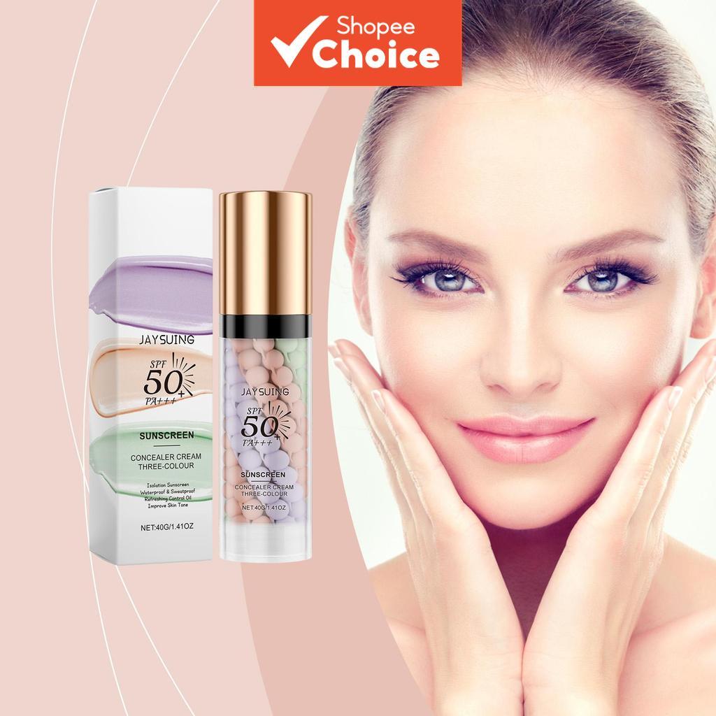 Jaysuing 3-Cores Protetor Creme de Isolamento, Base e Primer, Hidratante para Cuidados com a Pele, Cobertura de