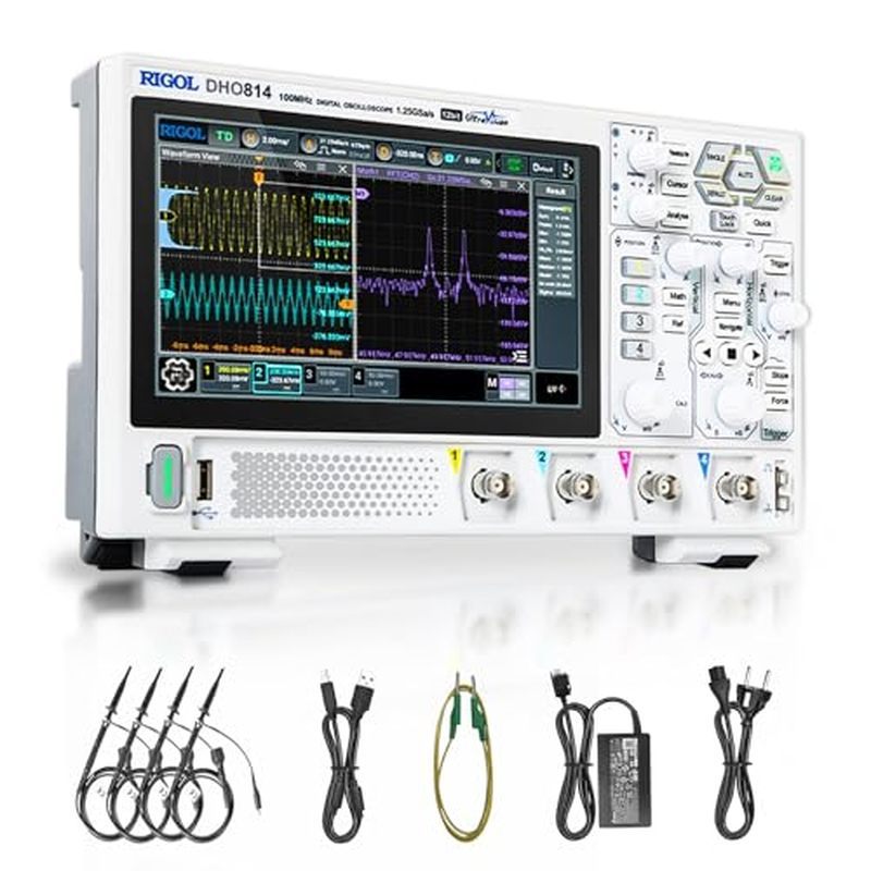 Osciloscópio Digital RIGOL DHO814 100 MHz 4 Canais 1.25 GSa/s 12 Bits 25 Mpts UltraAcquire 1.000.000 wfms/7 " Touch LAN/